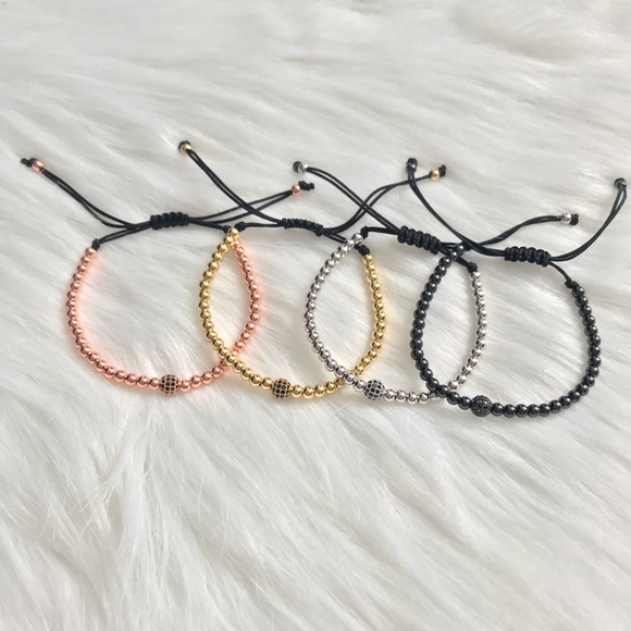 ♡ Dainty Macrame Rhinestone Adjustable Bracelet - Picture 3 of 6